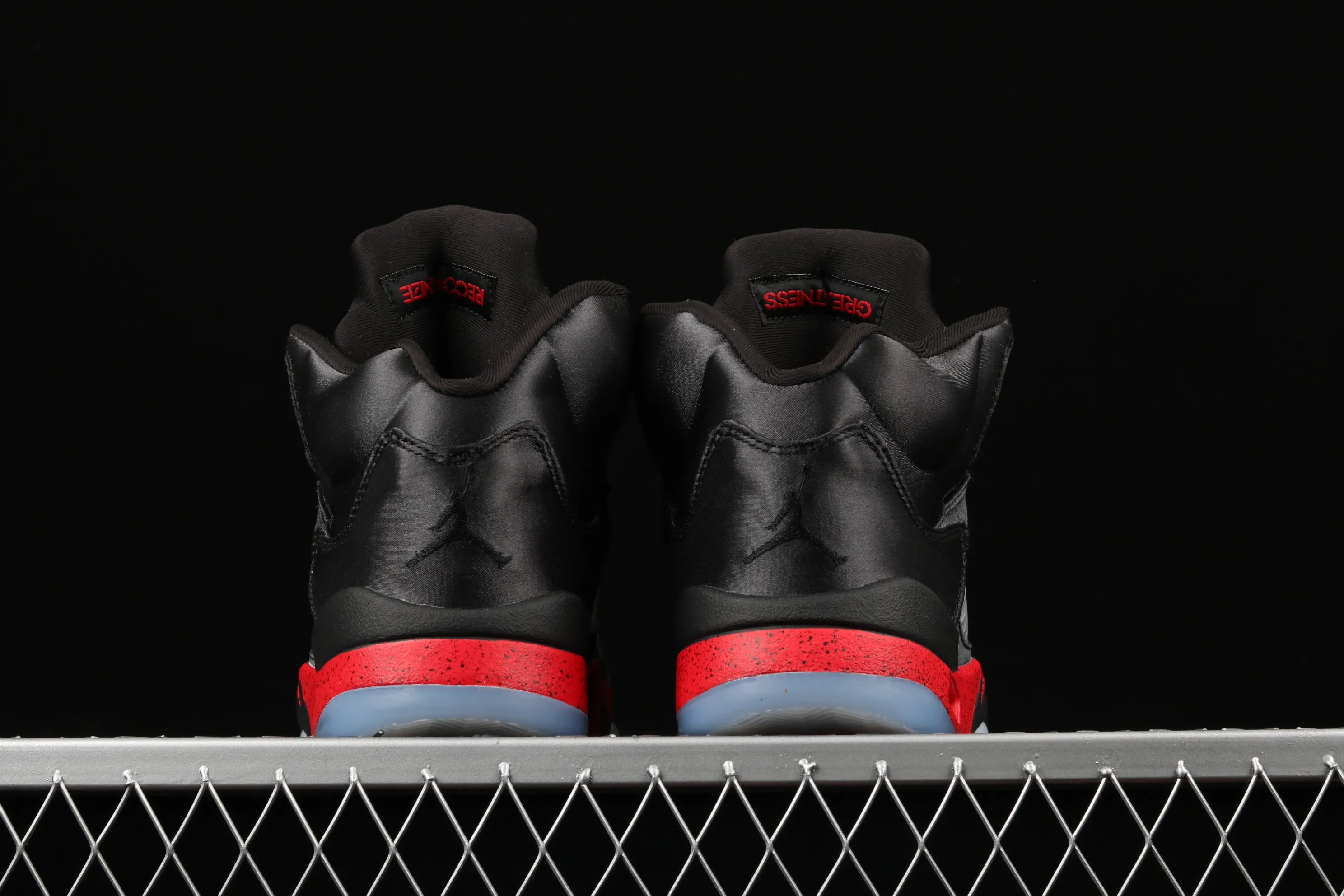 All categories Air Jordan Jordan series basketball shoes Air Jordan 5 Air Jordan 5 Satin Bred AJ5 black and red silk men's basketball shoes 136027-006